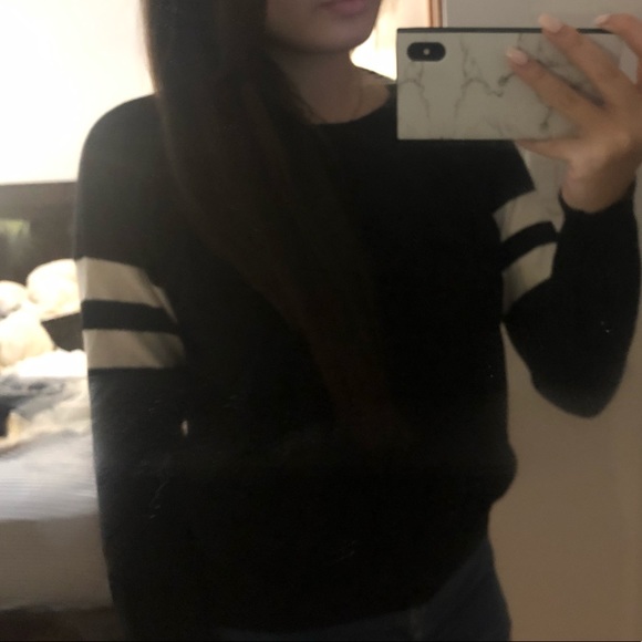 brandy melville black sweater w/ 2 stripes on arm - Picture 1 of 2
